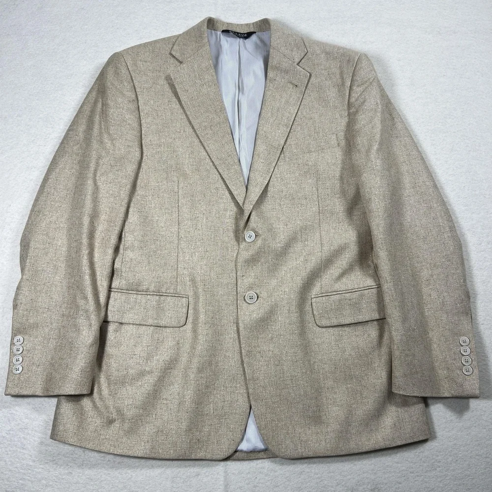Jos A Bank Signature Collection Men's 42R 100% Silk‎ Blazer Tan Tailored Fit